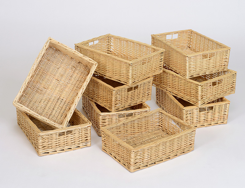 Pack of 9 Shallow Wicker Baskets