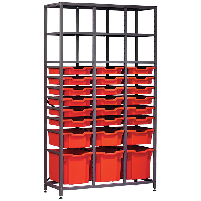 Gratnells Science Range - Complete Tall Treble Column Frame With 24 Mixed Trays Set - 1850mm