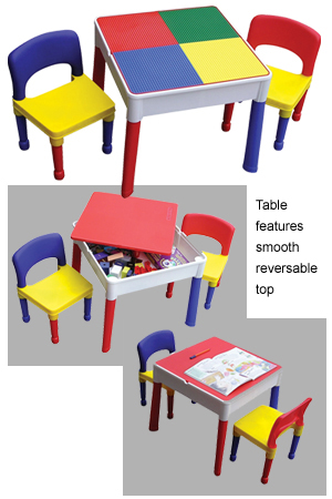 Square Activity Table With Dual-Sided Cover and Chairs