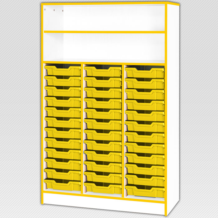 Jaz Storage Range - Triple Width Tray Unit with Top Open Storage