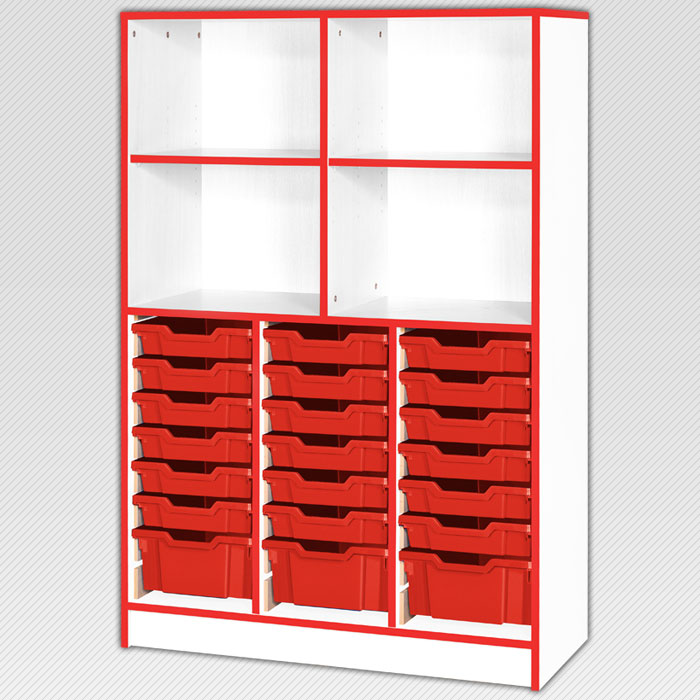 Jaz Storage Range - Triple Width Variety Tray Unit with Open Storage