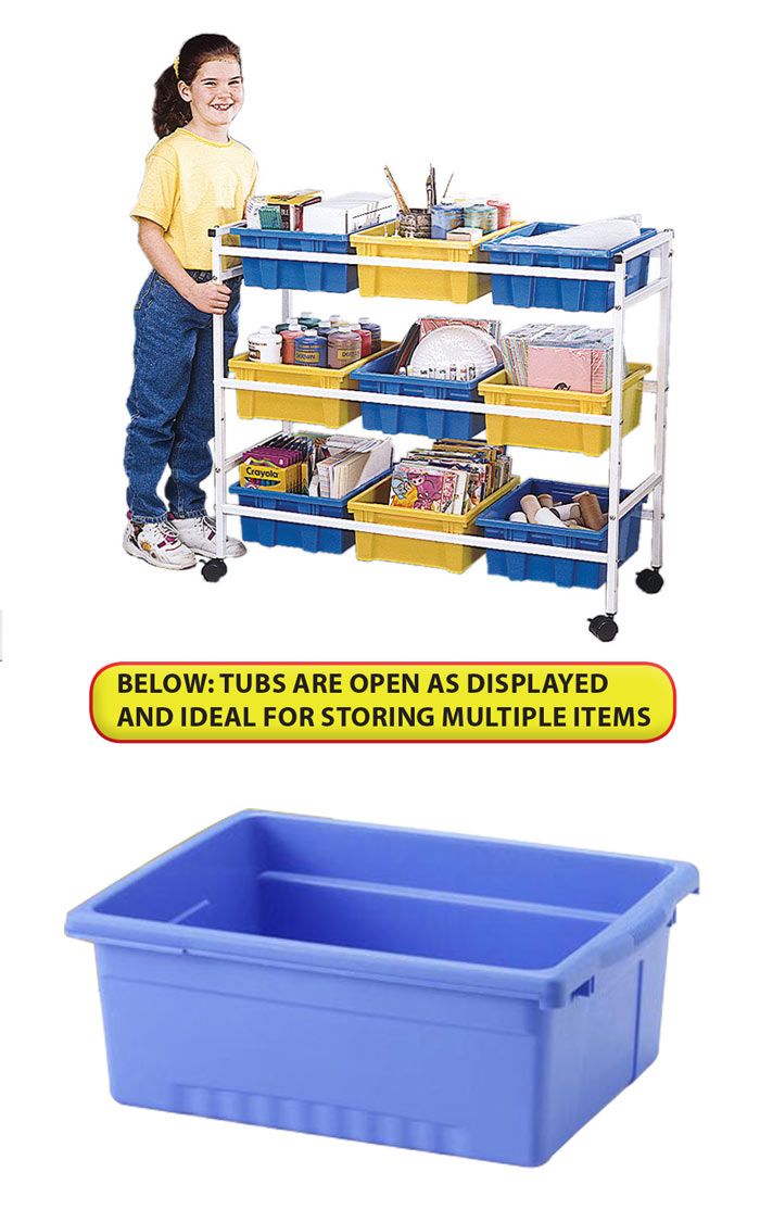 Multi Purpose Cart With 9 Open Tubs For Multiple Item Storage