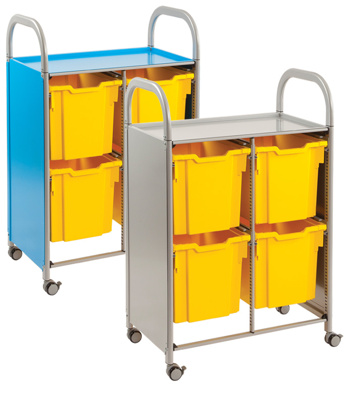 Callero Double Width Storage Trolley With 4 Jumbo Trays