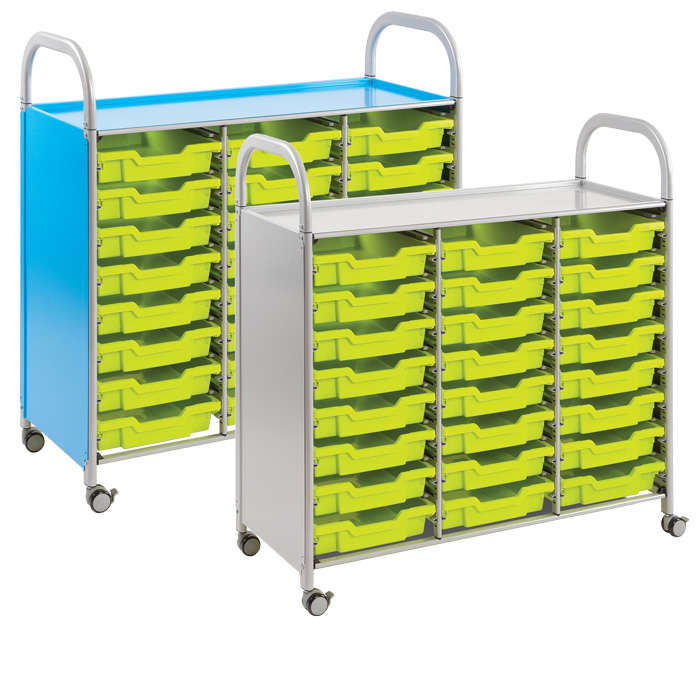 Callero Treble Width Storage Trolley With 24 Shallow Trays