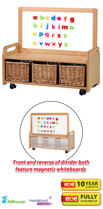 PlayScapes Low Storage Unit With Double Sided Magnetic Whiteboard Unit