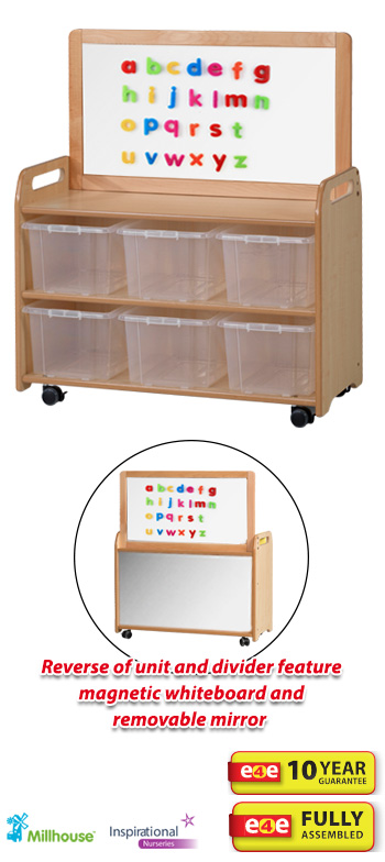 PlayScapes Mobile Tall Unit With Double Sided Magnetic Whiteboard Divider