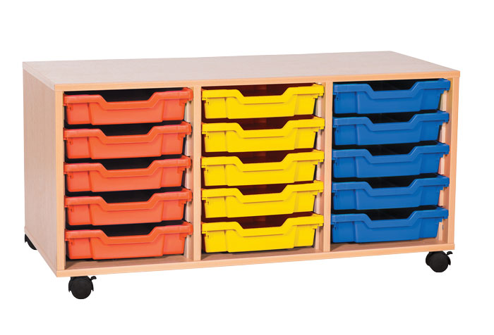 Sturdy Storage Triple Column Unit -  15 Shallow Trays
