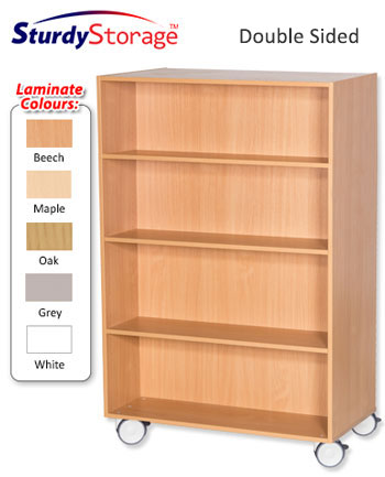Sturdy Storage 1500mm High Mobile Double Sided Bookcase