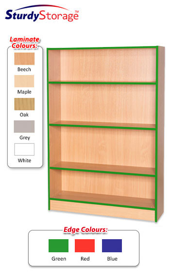 Sturdy Storage Bookcase with Coloured Edge - 1500mm High