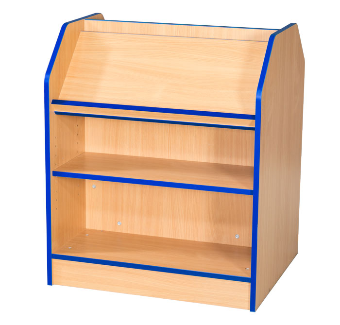 Folio Premium Double Sided Library Bookcase with Angled Top Shelf - 5 Heights