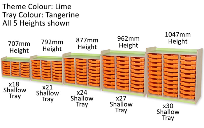 KubbyClass Triple Bay Shallow Tray Units - 5 Heights