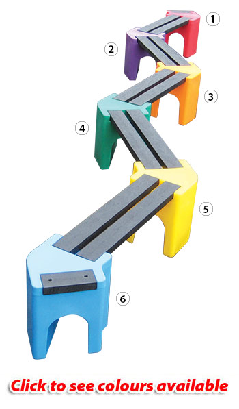 Multicoloured Zigzag Bench - 10 Person Unit