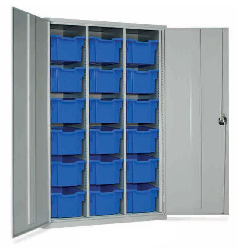 Lockable Treble Cupboard With 18 Extra Deep Trays Set - 1830mm