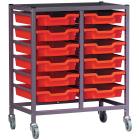 Gratnells Science Range - Complete !!<<span style='color: #ff0000;'>>!!Bench Height!!<</span>>!! Double Column Trolley With 12 Shallow Trays Set - 860mm - view 1