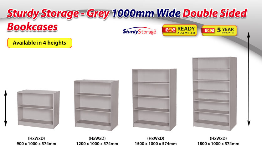 1000mm wide double sided bookcases