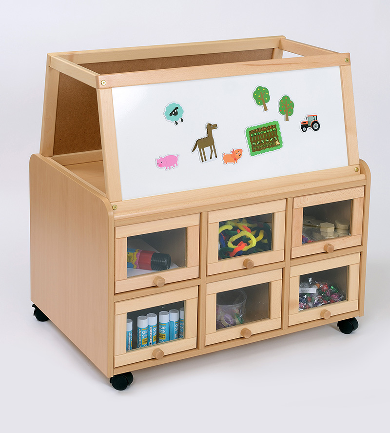 Double Sided Resource Unit with Drywipe Magnetic Easel Add-On