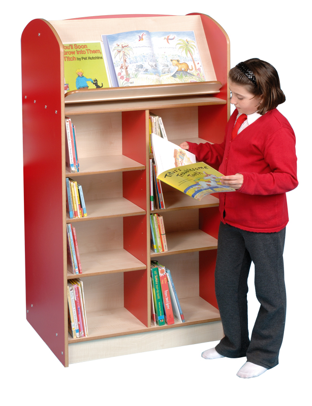 Coniston Single Sided 1500 Bookcase with Lectern - Red/Maple