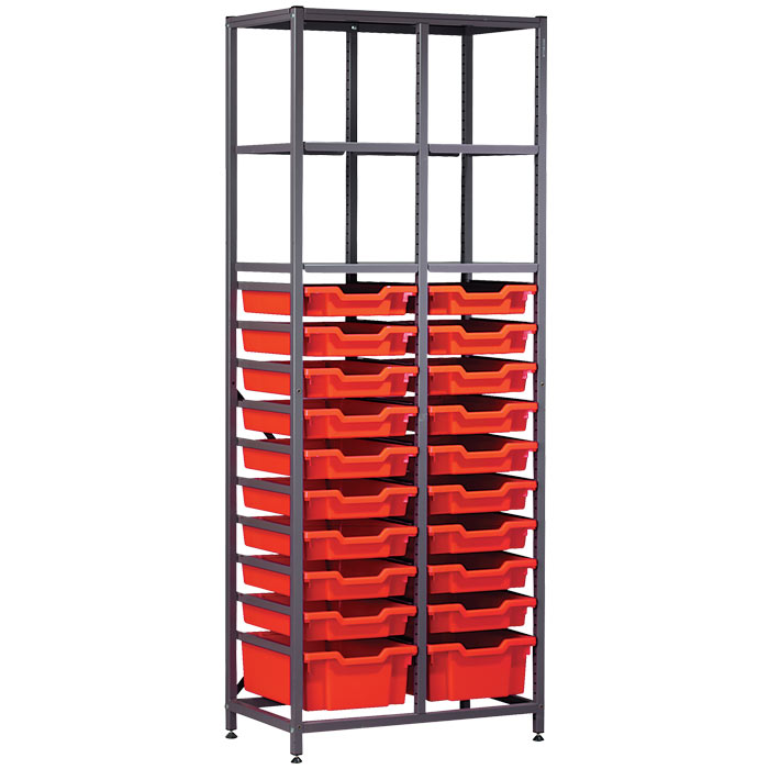 Gratnells Science Range - Complete Tall Double Column Frame With 20 Mixed Trays Set - 1850mm