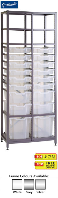 Gratnells Science Range - Chemical Store Set With 18 Mixed Trays - 1850mm