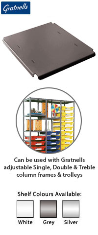 Gratnells Single Shelf with Clips - For Static & Mobile Units with Adjustable Runners - Pack of 2       (Only use in frames with columns, in place of trays) 