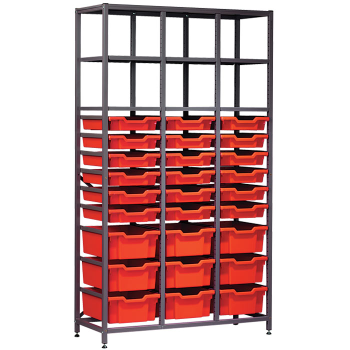 Gratnells Science Range - Complete Tall Treble Column Frame With 27 Mixed Trays Set - 1850mm