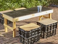 Slim Crate Chalk Table With Crate Seats 