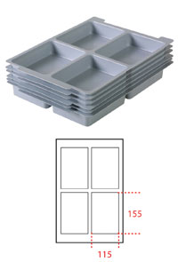 Gratnells Tray Inserts - 4 Section Insert (Pack of 6)