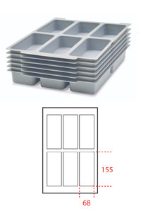 Gratnells Tray Inserts - 6 Section Insert (Pack of 6)
