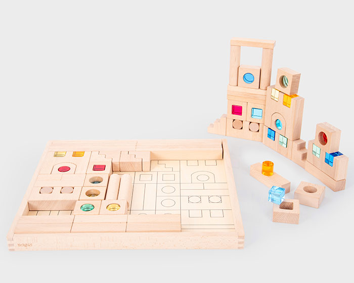 Wooden Building Gem Blocks - 83 piece set