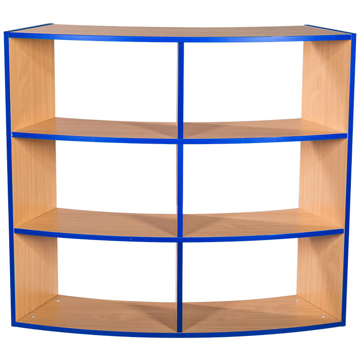 KubbyKurve Library Three Tier Curved Open Back 2+2+2 Shelf Unit