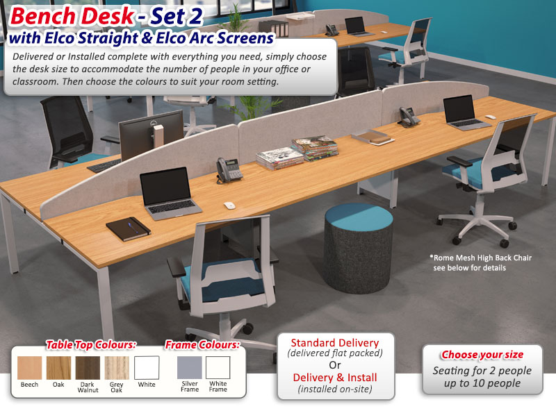 Bench Desk With Elco Arc Screens