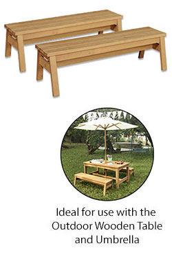 Outdoor Wooden Bench - Set of 2