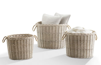 Seagrass Large Oval Baskets with Rope Handles - Set of 3
