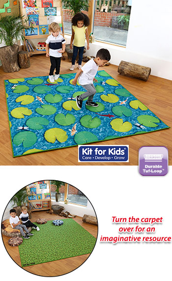 Back To Nature Grass And Lily Pads Double Sided Carpet - 2m Diameter