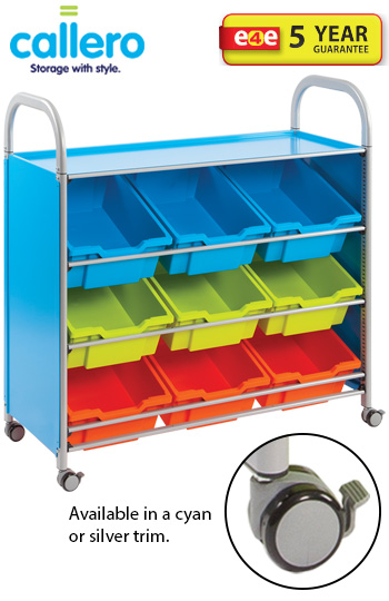 Callero Tilted Tray Wide Storage Trolley With 9 Deep Trays