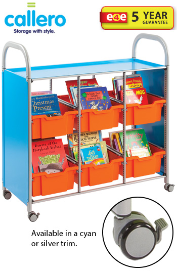 Callero Library Trolley With 6 Deep Trays