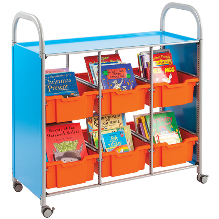 Callero Library Trolley With 6 Deep Trays