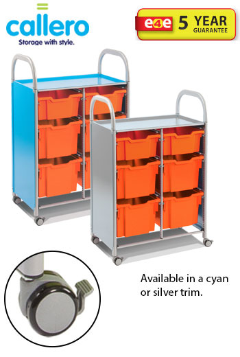 Callero Double Width Storage Trolley With 2 Deep Trays And 4 Extra Deep Trays