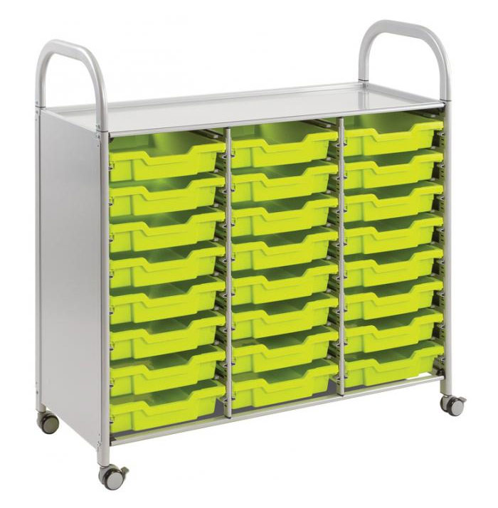 Callero Treble Width Storage Trolley With 24 Shallow Trays