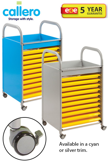 Callero Art Storage Trolley With 10 Wide Shallow Trays