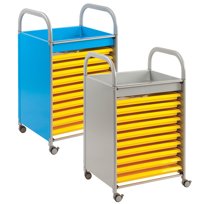 Callero Art Storage Trolley With 10 Wide Shallow Trays