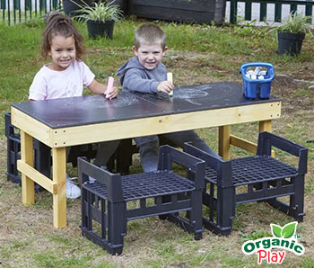 Slim H Crate Chalk Table + 4 H Crates 