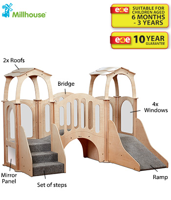 PlayScapes Discovery Bridge Kinder Gym With Roofs