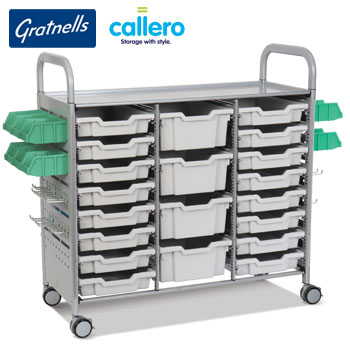 Callero Plus STEAM Activity Treble Width Trolley - with 16 Shallow & 4 Deep Trays