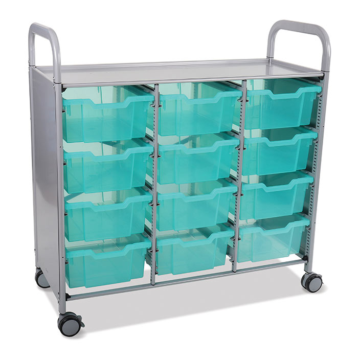 Gratnells Treble Callero Plus Antimicrobial Set In Silver With 12 deep Trays