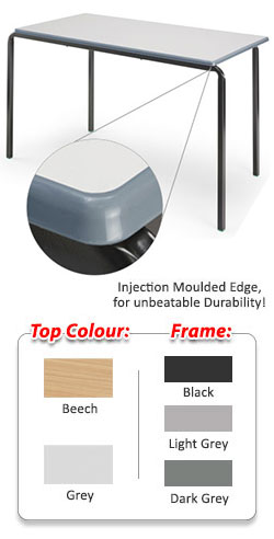 Contract Range Moulded Edge - Crush Bent Rectangular Classroom Table - 1200mm x 600mm