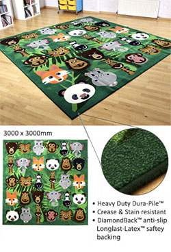 Kinder Wild Animals Carpet - 3m x 3m