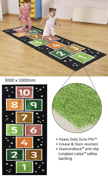Kinder Number Hopscotch Runner Carpet 3m x 1m