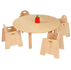 Solid Beech Circular Table & 4 Beech Infant Chairs