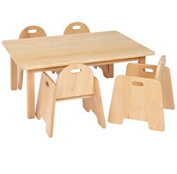 Solid Beech Rectangular Table & 4 Beech Infant Chairs